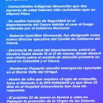 Principales noticias del departamento del Cauca y el municipio de Popayàn hoy 20 de marzo.